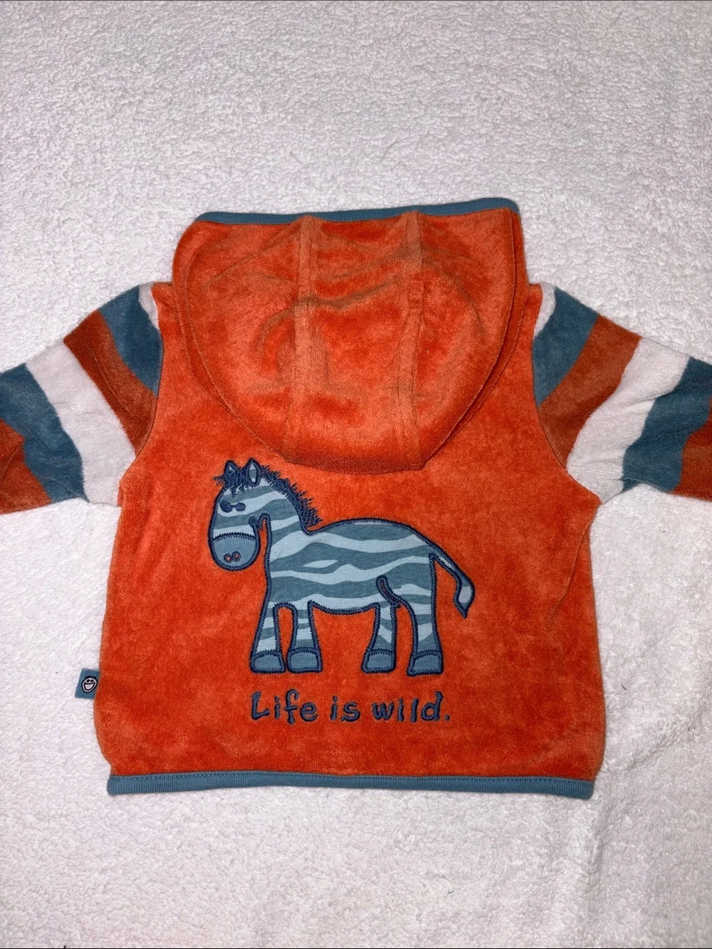 Life is good kids Hooded Jacket Short-Sleeve Bodysuit Set Terry cloth zebra 6/12